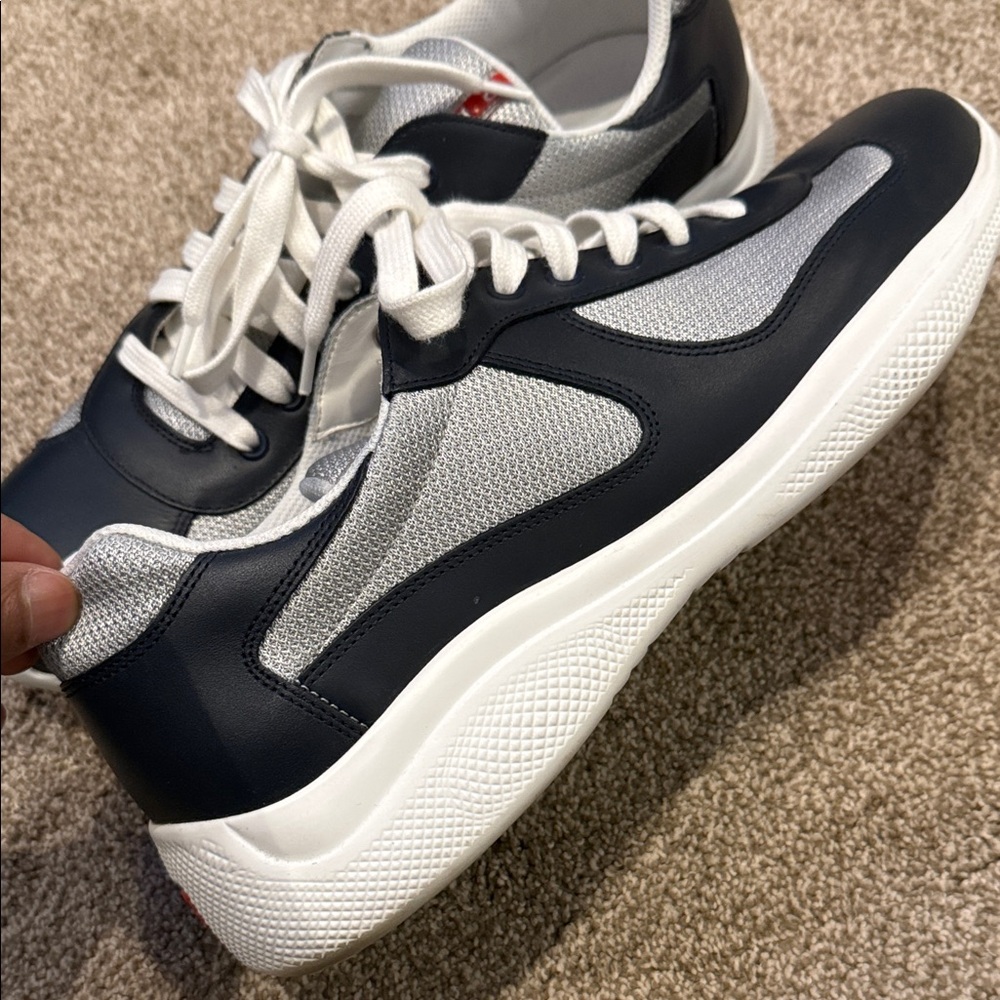 Prada Men's Dark Blue and Light Gray America’s Cup Soft Bike Low Top - Picture 8 of 13